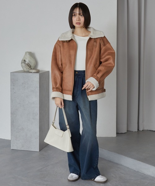 襟元2WAY＆選べる2タイプ着丈】ショート/ミドルB-3 フェイクムートン