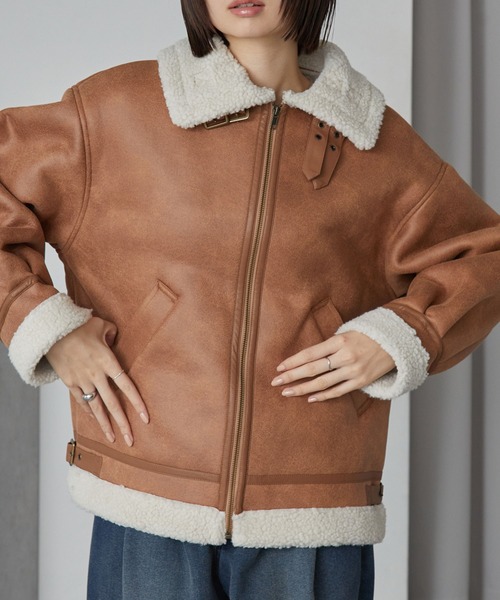 襟元2WAY＆選べる2タイプ着丈】ショート/ミドルB-3 フェイクムートン