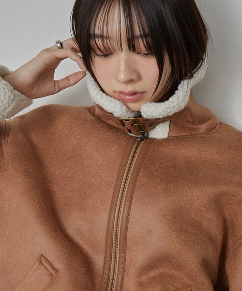 襟元2WAY＆選べる2タイプ着丈】ショート/ミドルB-3 フェイクムートン