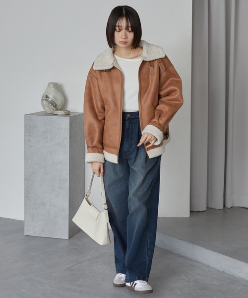 襟元2WAY＆選べる2タイプ着丈】ショート/ミドルB-3 フェイクムートン