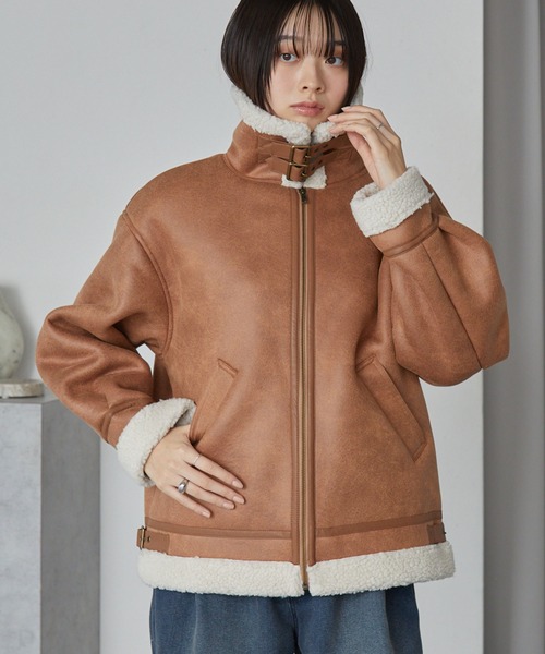 襟元2WAY＆選べる2タイプ着丈】ショート/ミドルB-3 フェイクムートン