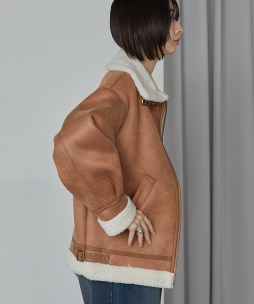 襟元2WAY＆選べる2タイプ着丈】ショート/ミドルB-3 フェイクムートン