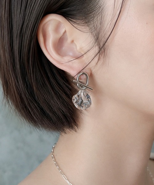 ciite'(シーテ)の「clear stone pierced earrings / クリア ストーン ピアス (両耳用)(ピアス(両耳用)・レディース・ゴールド/シルバー・FREE)」の1枚目の写真