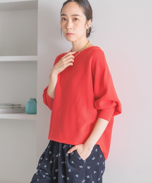 studio CLIP（スタディオクリップ）の「【3シーズンシリーズ】12ゲージアソートドルマンプルオーバー（ニット/セーター・レディース・オフホワイト/ネイビー/マスタード/ライトグレー/レッド/ライトグリーン・FREE）」の6枚目の写真