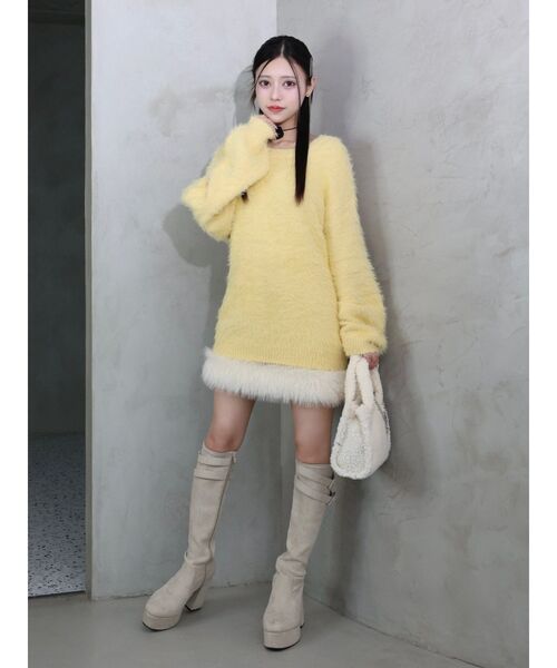 EATME(イートミー)の「フワフワフェザーチュニック(ニット/セーター・レディース・イエロー/ベージュ/ピンク/オフホワイト・FREE)」の21枚目の写真