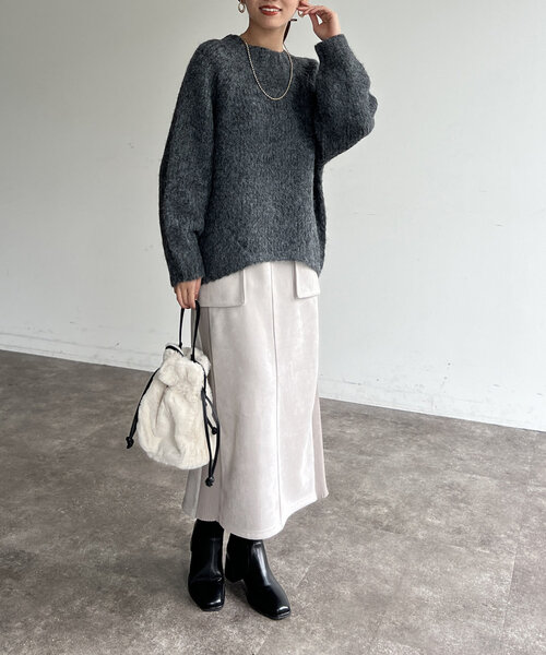 Chez toi（シェトワ）の「もちふわラグラン切替袖ボリュームプルオーバー（ニット/セーター・レディース・チャコールグレー/オフホワイト/ブルー/レッド・FREE）」の21枚目の写真