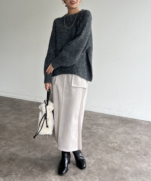 Chez toi（シェトワ）の「もちふわラグラン切替袖ボリュームプルオーバー（ニット/セーター・レディース・チャコールグレー/オフホワイト/ブルー/レッド・FREE）」の22枚目の写真