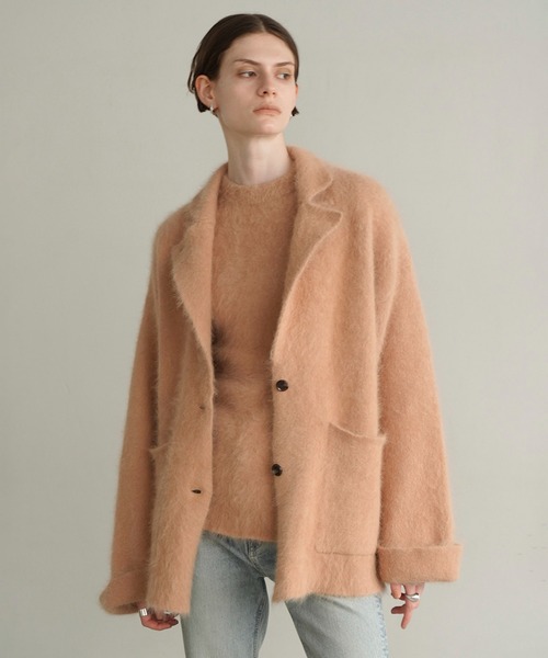 CLANE（クラネ）の「ANGOLA TAILORED KNIT JACKET（テーラードジャケット・レディース・ブラック/ベージュ・1/2）」の2枚目の写真