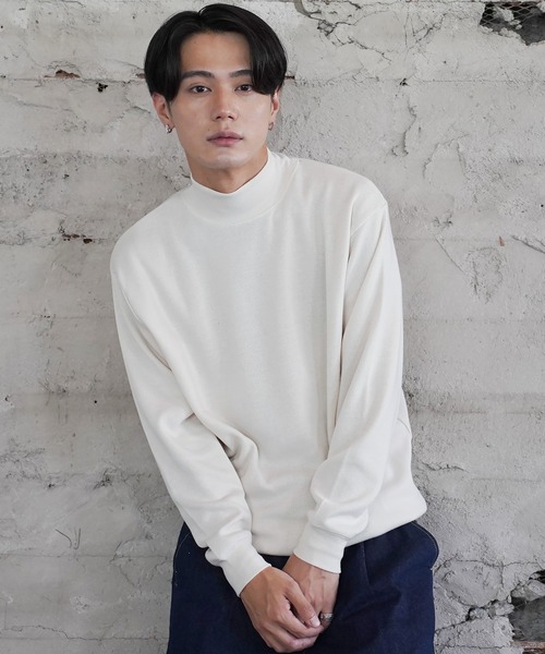 セール】ミラノリブニットソーモックネックニットソー（Tシャツ