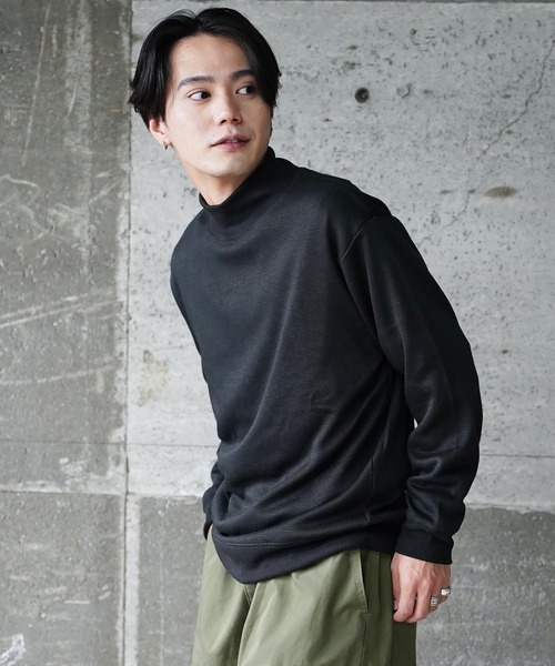 (Never) Acquiesce(ネバーアクイース)の「ミラノリブニットソーモックネックニットソー(Tシャツ/カットソー・メンズ・ホワイト/ワインレッド/ブラック/グレイッシュベージュ/チャコール/ダークブルー/ブラウン/グリーン・LARGE/MEDIUM)」の11枚目の写真