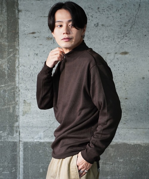 (Never) Acquiesce(ネバーアクイース)の「ミラノリブニットソーモックネックニットソー(Tシャツ/カットソー・メンズ・ホワイト/ワインレッド/ブラック/グレイッシュベージュ/チャコール/ダークブルー/ブラウン/グリーン・LARGE/MEDIUM)」の15枚目の写真