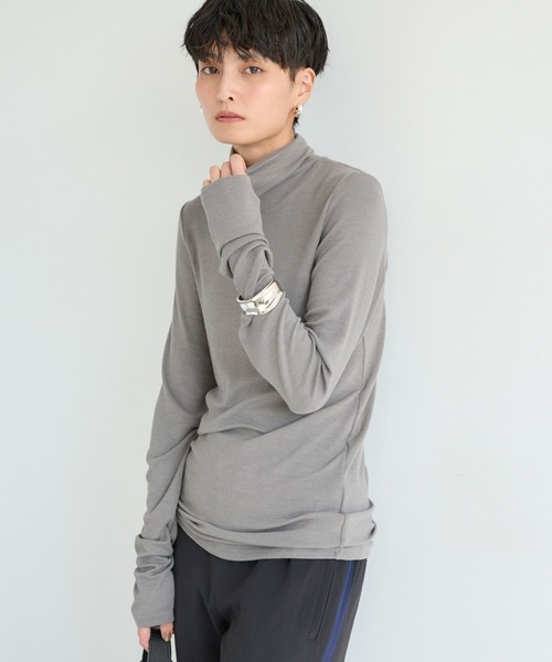 BARNYARDSTORM（バンヤードストーム）の「BARNYARDSTORM / ベアテレコハイネックプルオーバー（Tシャツ/カットソー・レディース・ブラック/オフホワイト/チャコール・1/0）」の3枚目の写真