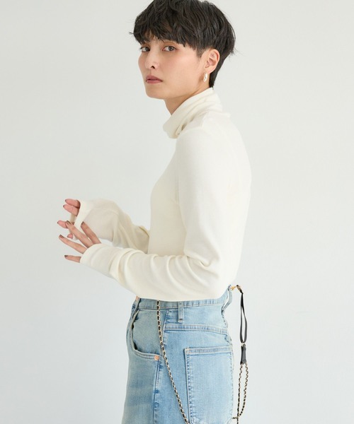 BARNYARDSTORM（バンヤードストーム）の「BARNYARDSTORM / ベアテレコハイネックプルオーバー（Tシャツ/カットソー・レディース・ブラック/オフホワイト/チャコール・1/0）」の5枚目の写真