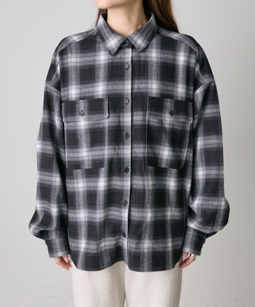 PUAL CE CIN（ピュアルセシン）の「オンブレチェックWポケットオーバーシャツ（シャツ/ブラウス・レディース・ブラック系その他/グレー系その他・FREE）」の12枚目の写真