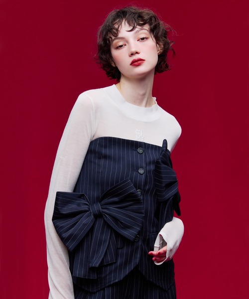 EIMY ISTOIRE（エイミーイストワール）の「ビッグリボンビスチェ（ベスト・レディース・グレー/ネイビー/ブラック/アイボリー・F）」の15枚目の写真