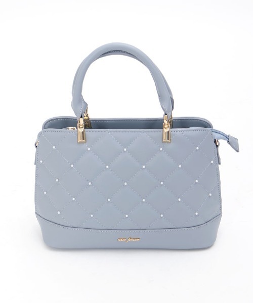 axes femme（アクシーズファム）の「パール×キルトデザインバッグ（ボストンバッグ・レディース・ブルー/ブラック・FREE）」の4枚目の写真