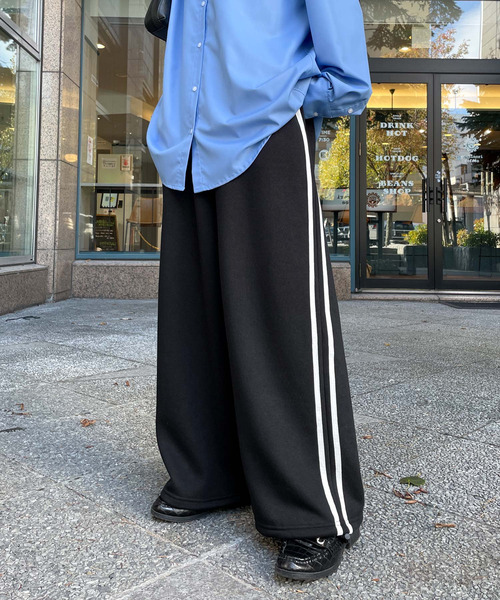 Chillfar(チルファー)の「裏起毛スウェットサイドラインパンツ(スウェットパンツ・レディース・杢グレー/ブラック/オートミール/ホワイト・FREE)」の3枚目の写真