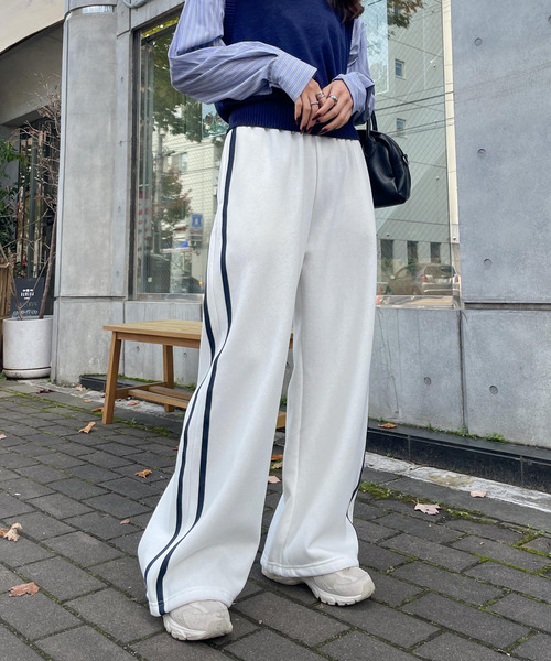 Chillfar(チルファー)の「裏起毛スウェットサイドラインパンツ(スウェットパンツ・レディース・杢グレー/ブラック/オートミール/ホワイト・FREE)」の7枚目の写真