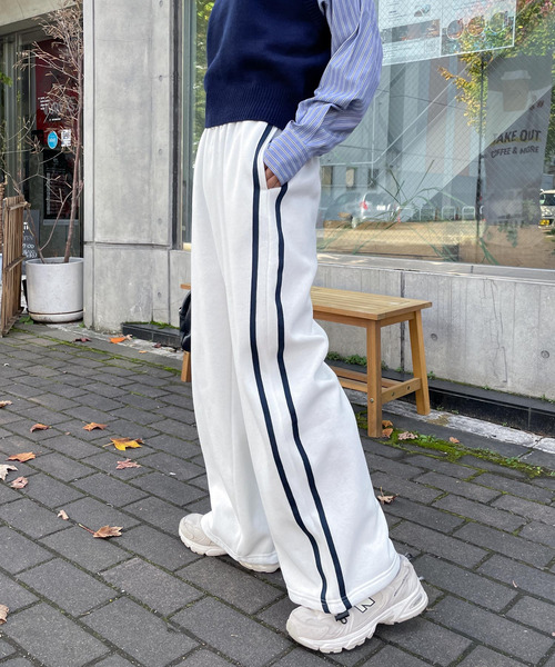 Chillfar(チルファー)の「裏起毛スウェットサイドラインパンツ(スウェットパンツ・レディース・杢グレー/ブラック/オートミール/ホワイト・FREE)」の8枚目の写真