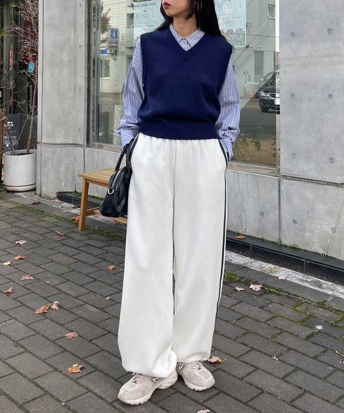 セール】裏起毛スウェットサイドラインパンツ（スウェットパンツ