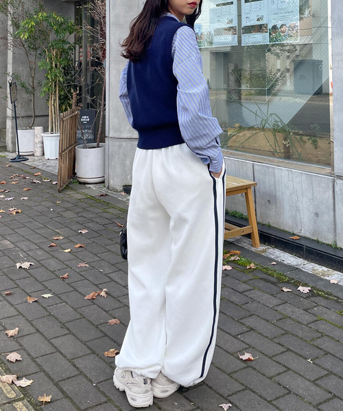 Chillfar(チルファー)の「裏起毛スウェットサイドラインパンツ(スウェットパンツ・レディース・杢グレー/ブラック/オートミール/ホワイト・FREE)」の13枚目の写真