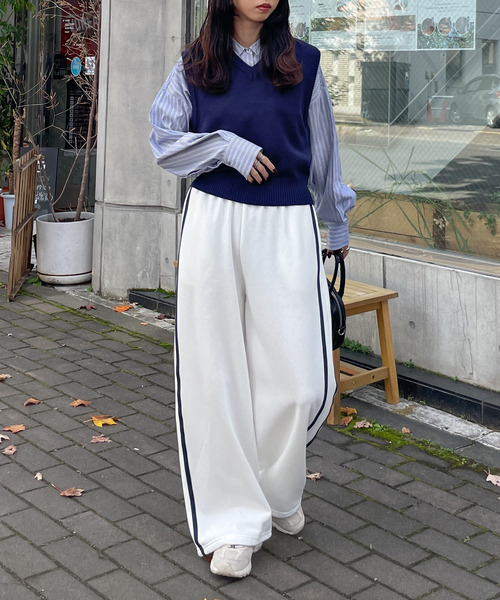 Chillfar(チルファー)の「裏起毛スウェットサイドラインパンツ(スウェットパンツ・レディース・杢グレー/ブラック/オートミール/ホワイト・FREE)」の14枚目の写真