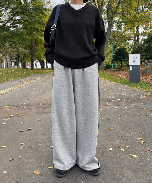 セール】裏起毛スウェットサイドラインパンツ（スウェットパンツ