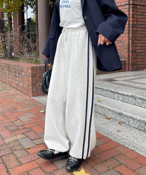 裏起毛スウェットサイドラインパンツ（スウェットパンツ
