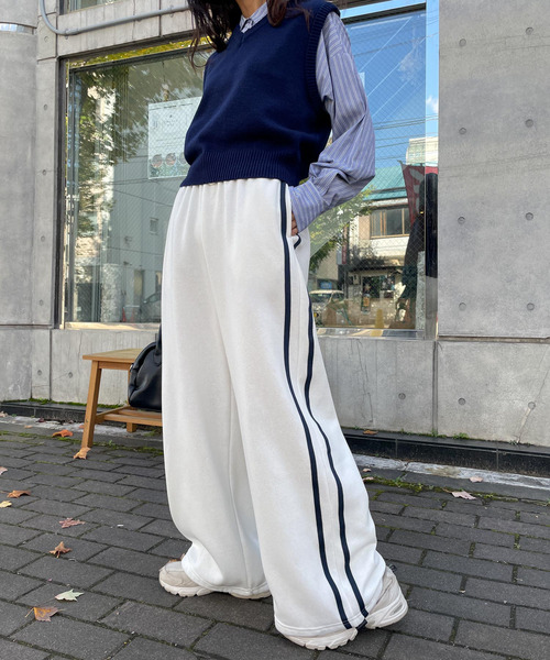 Chillfar(チルファー)の「裏起毛スウェットサイドラインパンツ(スウェットパンツ・レディース・杢グレー/ブラック/オートミール/ホワイト・FREE)」の6枚目の写真