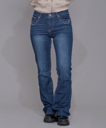 STUDDED FLARE DENIM PANTS/スタッズフレアデニムパンツ