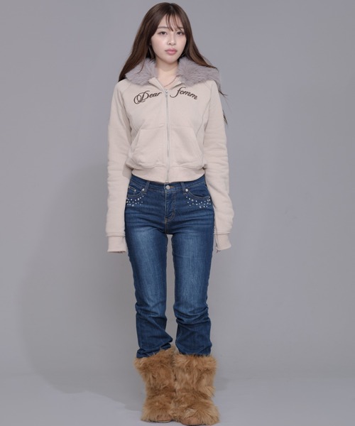 FCMM（エフシーエムエム）の「STUDDED FLARE DENIM PANTS/スタッズフレアデニムパンツ（デニムパンツ・レディース・ブラック/インディゴブルー/ライトインディゴブルー・LARGE/MEDIUM/SMALL）」の17枚目の写真