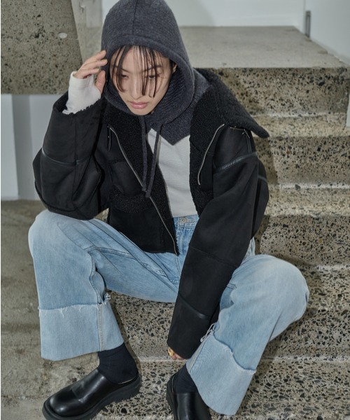 AIC.（エーアイシー）の「リブニットフーディーバラクラバ（ニットキャップ/ビーニー・レディース・ダークグレー/グレー・FREE）」の15枚目の写真