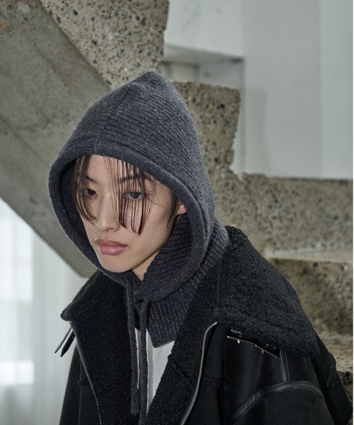 AIC.（エーアイシー）の「リブニットフーディーバラクラバ（ニットキャップ/ビーニー・レディース・ダークグレー/グレー・FREE）」の11枚目の写真