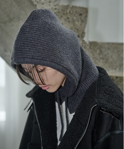 AIC.（エーアイシー）の「リブニットフーディーバラクラバ（ニットキャップ/ビーニー・レディース・ダークグレー/グレー・FREE）」の12枚目の写真
