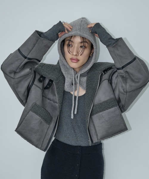 AIC.（エーアイシー）の「リブニットフーディーバラクラバ（ニットキャップ/ビーニー・レディース・ダークグレー/グレー・FREE）」の10枚目の写真