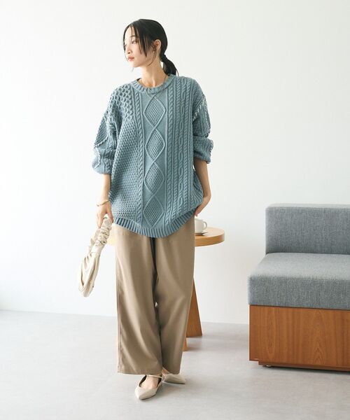CRAFT STANDARD BOUTIQUE(クラフトスタンダードブティック)の「イージーケアベイカーワイドパンツ(その他パンツ・レディース・グリーン/ベージュ/ブラック・L/M)」の8枚目の写真
