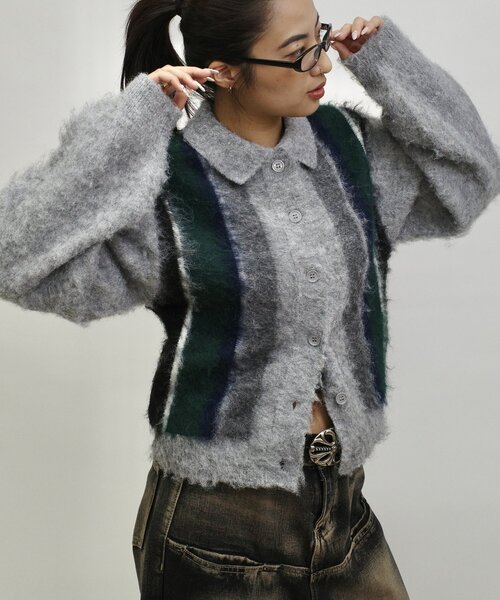 WHO'S WHO gallery(フーズフーギャラリー)の「スクール起毛カーデ(カーディガン/ボレロ・レディース・ブラウン/ブラック/グレー/オフホワイト・FREE)」の3枚目の写真