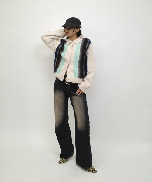 WHO'S WHO gallery(フーズフーギャラリー)の「スクール起毛カーデ(カーディガン/ボレロ・レディース・ブラウン/ブラック/グレー/オフホワイト・FREE)」の5枚目の写真