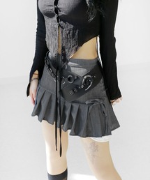 minsobi（ミンソビ）の「サイドシャーリング プリーツミニスカート（スカート）」