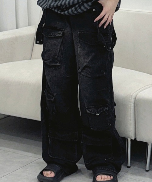 RVNTENG KsG mushwear 韓国 カーゴデニムパンツ ブラック M RVNTENG KsG mushwear 韓国 カーゴデニムパンツ ブラック M