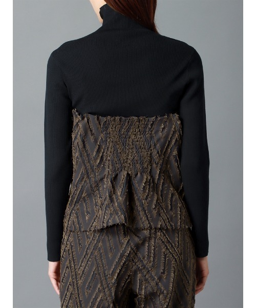 CIS.（シス）の「CIS． ベアセットアップ ベアトップ＆タックパンツ ハンドウォッシュ ジオメトリックジャカード（ベスト・レディース・ネイビー・36(7号)/34(5号)/40(11号)/38(9号)）」の9枚目の写真