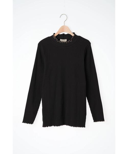 Samansa Mos2(サマンサ モスモス)の「配色メローリブハイネックインナー(Tシャツ/カットソー・レディース・ベージュ/ブラック/キナリ/イエロー・F)」の16枚目の写真