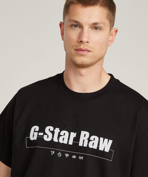 G-STAR（ジースター）の「SYMBOLS PRINT LOOSE T-SHIRT/ブランドロゴルーズTシャツ（Tシャツ/カットソー・メンズ・ダークブラック/ホワイト・X-SMALL/SMALL/MEDIUM/LARGE/X-LARGE）」の5枚目の写真