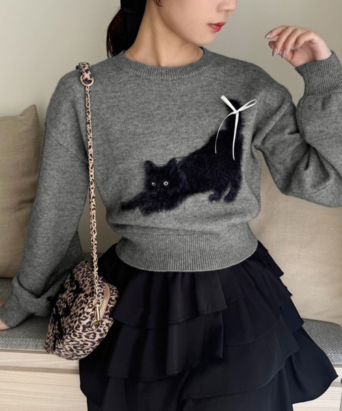 one after another NICE CLAUP(ワンアフターアナザーナイスクラップ)の「アソートニットプルオーバー(ニット/セーター・レディース・ネイビー/チャコールグレー/杢グレー/アイボリー・FREE)」の3枚目の写真