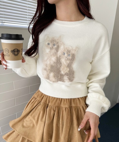 one after another NICE CLAUP(ワンアフターアナザーナイスクラップ)の「アソートニットプルオーバー(ニット/セーター・レディース・ネイビー/チャコールグレー/杢グレー/アイボリー・FREE)」の1枚目の写真