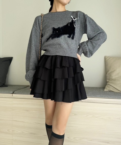 one after another NICE CLAUP(ワンアフターアナザーナイスクラップ)の「アソートニットプルオーバー(ニット/セーター・レディース・ネイビー/チャコールグレー/杢グレー/アイボリー・FREE)」の5枚目の写真