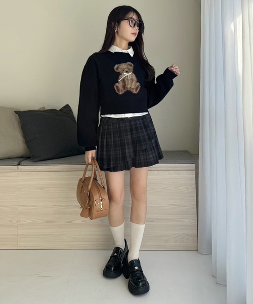 one after another NICE CLAUP(ワンアフターアナザーナイスクラップ)の「アソートニットプルオーバー(ニット/セーター・レディース・ネイビー/チャコールグレー/杢グレー/アイボリー・FREE)」の18枚目の写真