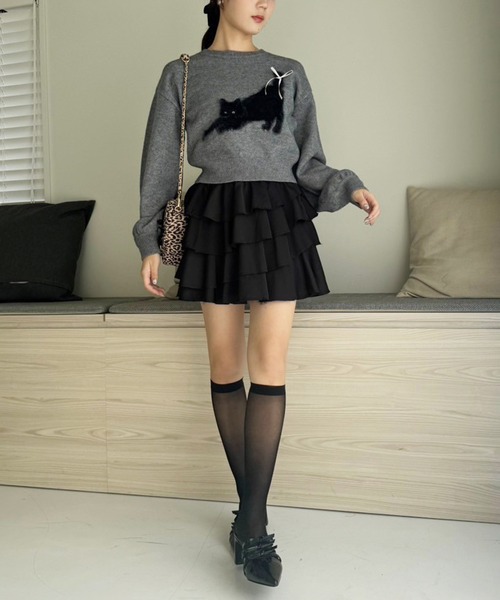 one after another NICE CLAUP(ワンアフターアナザーナイスクラップ)の「アソートニットプルオーバー(ニット/セーター・レディース・ネイビー/チャコールグレー/杢グレー/アイボリー・FREE)」の14枚目の写真