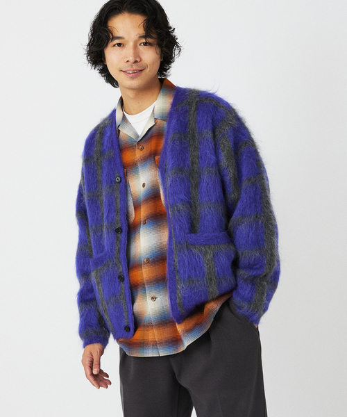 JOURNAL STANDARD relume（ジャーナルスタンダード　レリューム）の「CALIFORNIA モヘアミックス カーディガン（ニット/セーター・メンズ・パープル/ブラウン/ブラック・MEDIUM/LARGE）」の3枚目の写真