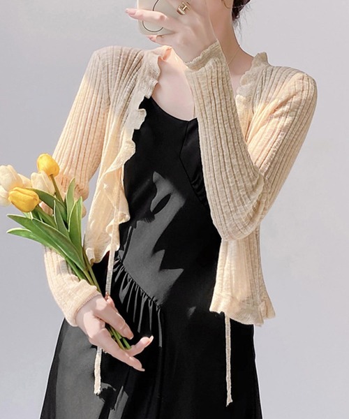 aimoha（アイモハ）の「フリルシアーボレロカーディガン (SS)（カーディガン/ボレロ・レディース・ブルー/ピンク/ホワイト/パープル/ベージュ/ブラック・MEDIUM）」の4枚目の写真